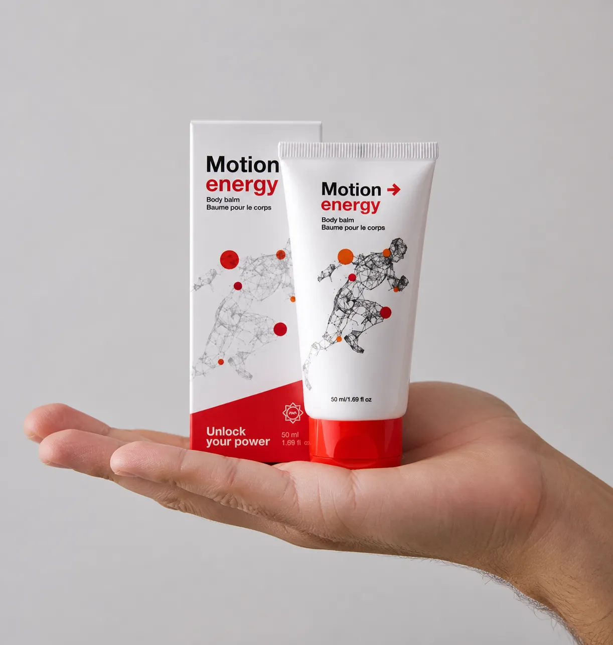 Motion Energy — the package held in a hand