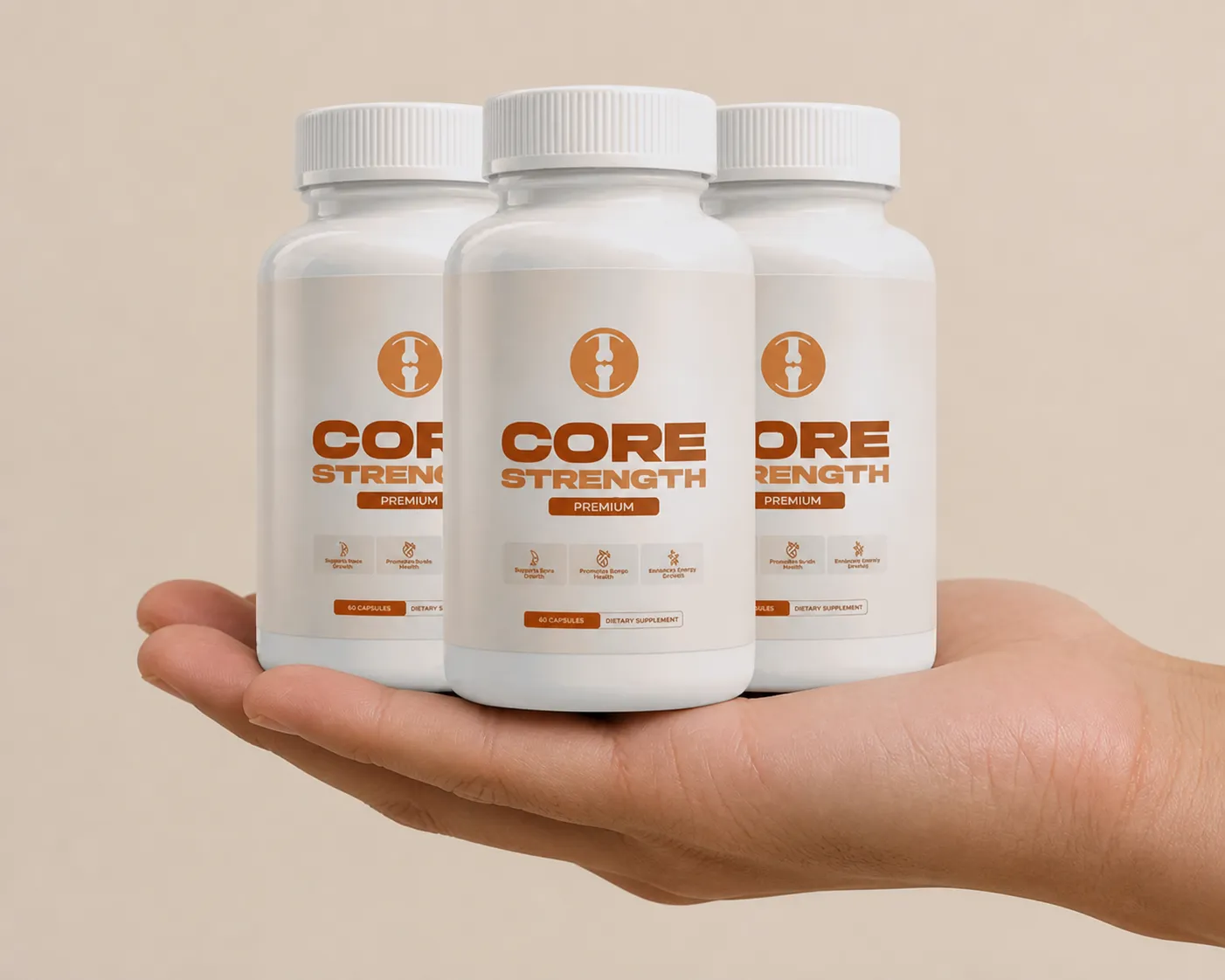 CoreStrength — the package held in a hand