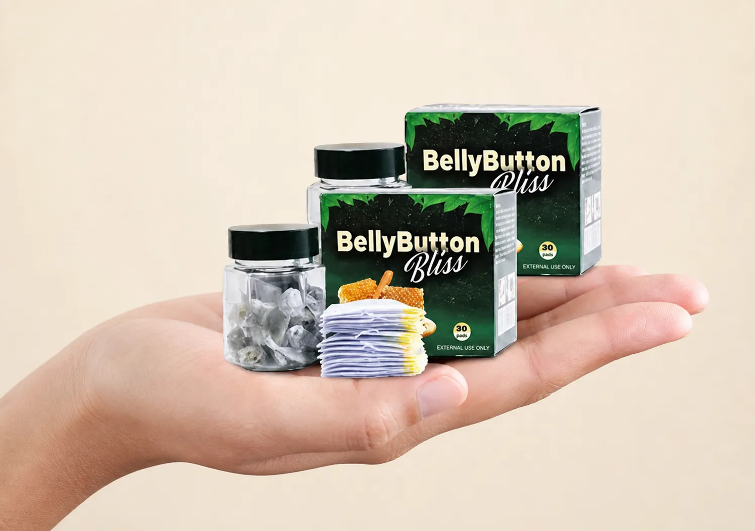 Belly Button Bliss — the package held in a hand