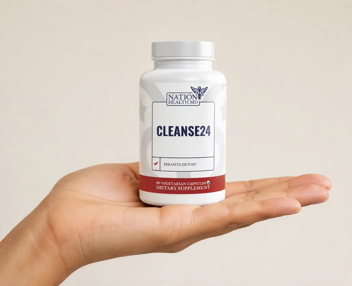 Cleanse 24 — the package held in a hand