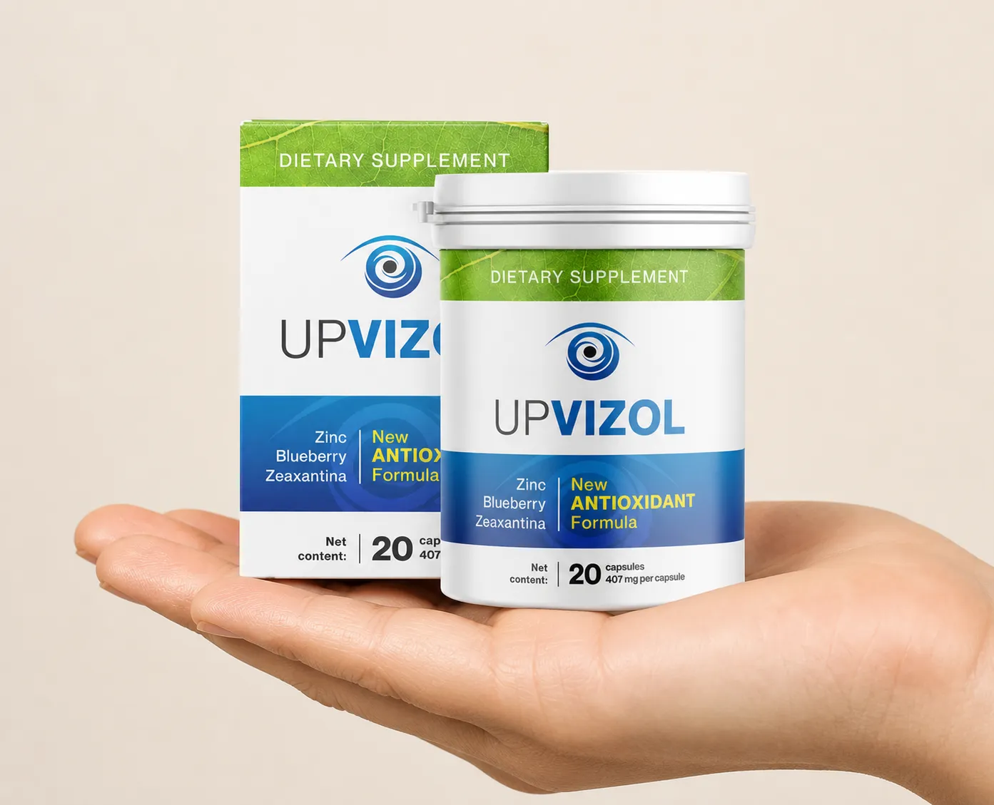 UpVizol — the package held in a hand