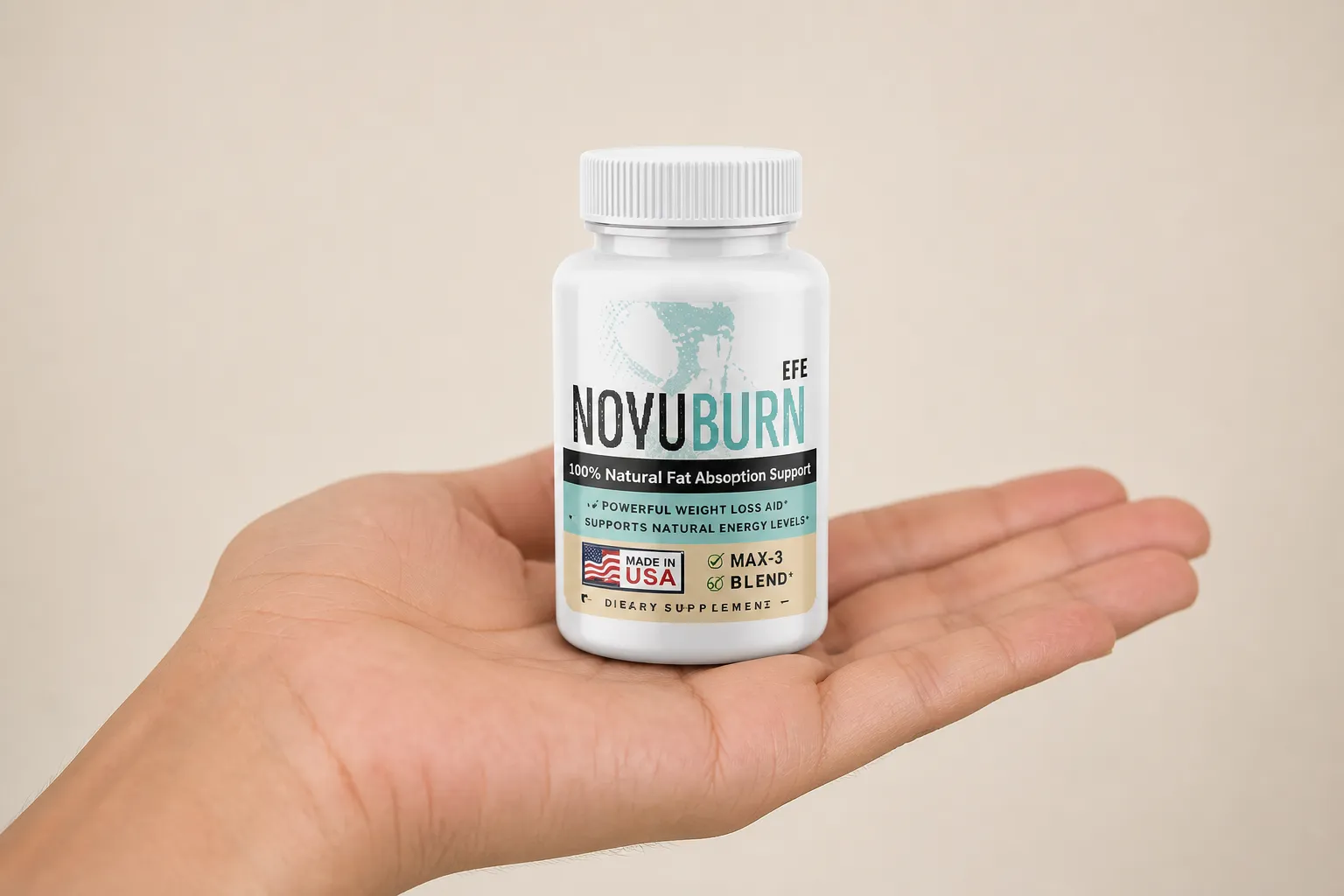 NovuBurn — the package held in a hand