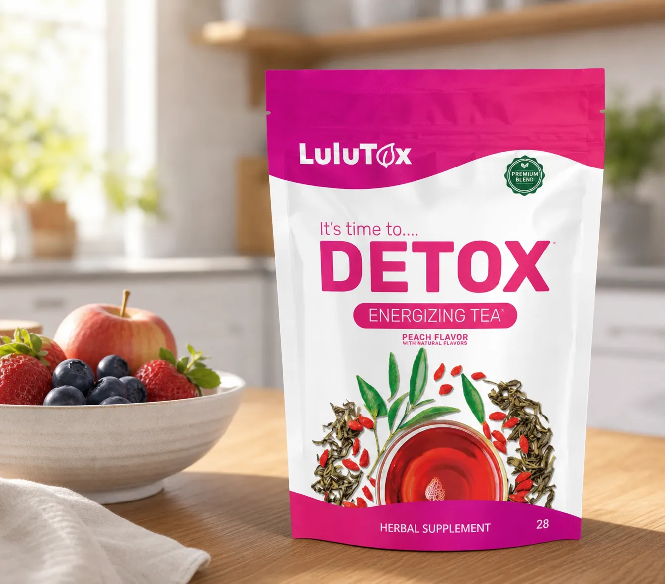 Lulutox Detox Tea HCTC — the package in everyday use